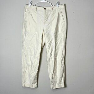 J.Crew Pants Women 14 Cream Cropped‎ Utility Pants High Waist Casual Trousers